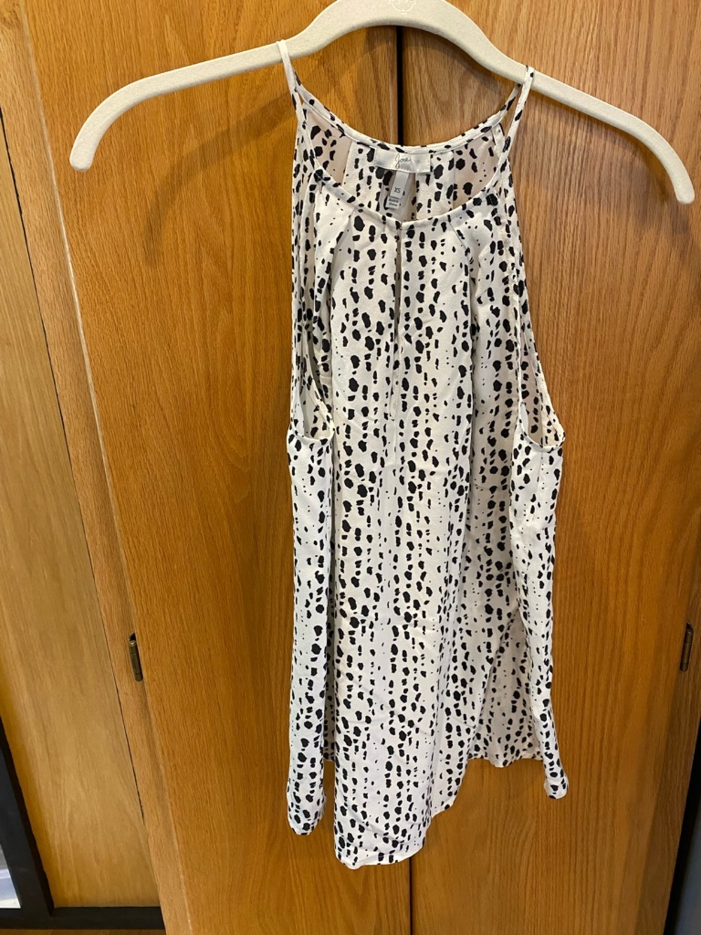 Joie Black Spot Print High-Neck Camisole - White/Black